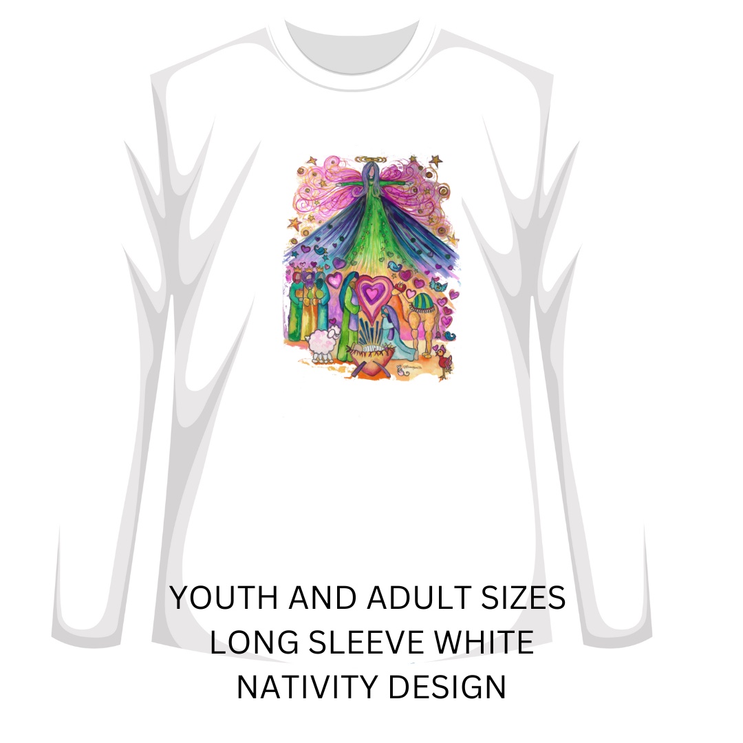 Nativity Tshirts, LONG sleeve, youth and adult sizes WITH JAGGED CUT V-NECKv-neck  Main Image